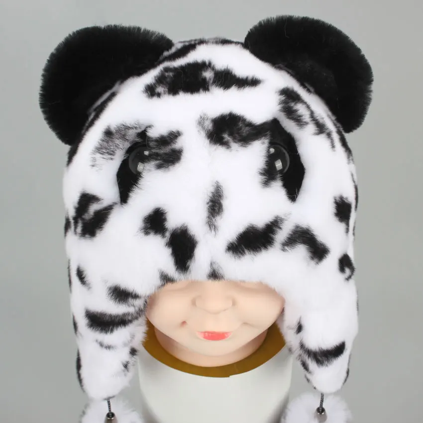 ICYMI Cute Winter Bear fur hat boys girls real rabbit children earmuffs warm Bomber hats caps | Аксессуары для одежды