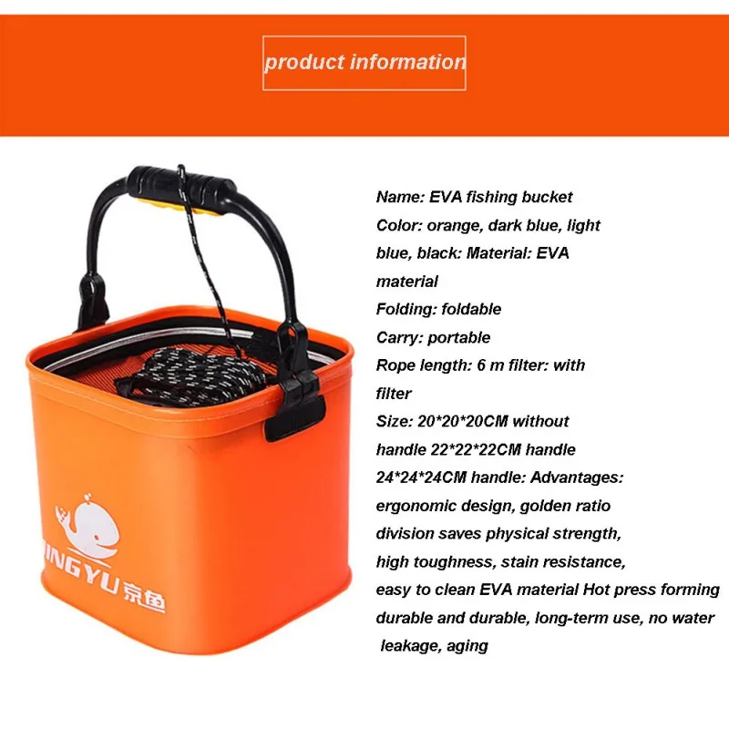 

Walk Fish Portable EVA Fishing Bag Collapsible Fishing Bucket Live Fish Box Storage Bag Camping Water Container Pan Basin Tackle