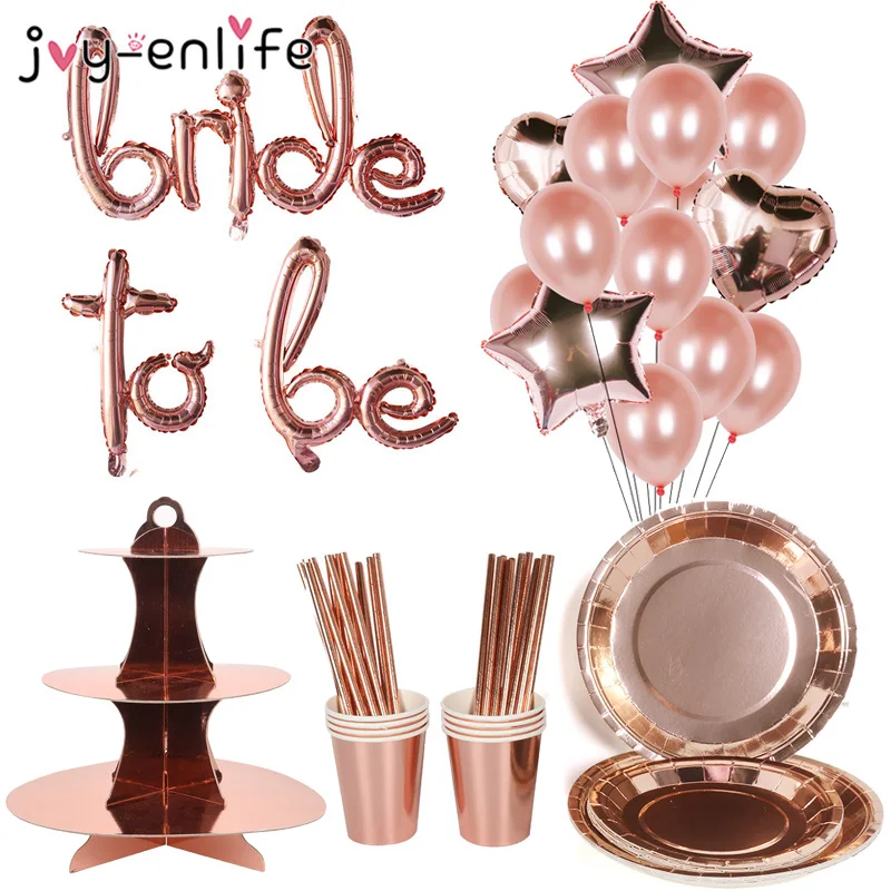 

Rose Gold Team Bride To Be Balloons Bridal Crown Sash Badge Bachelorette Party Wedding Decoration Hen Party Accessories Supplies