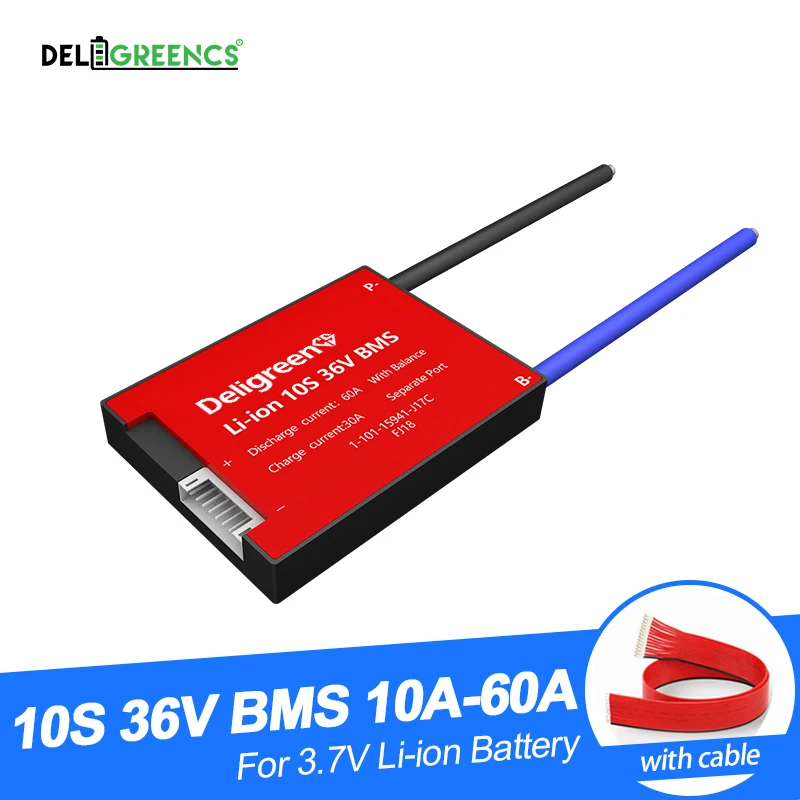 Deligreen 3 7 V BMS 10S 36V для литий ионного аккумулятора 18650 15A 20A 30A 40A 50A 60A bms