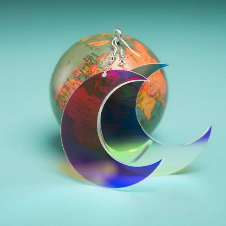 Эффектные крутые акриловые серьги-подвески с большой луной для женщин и девочек