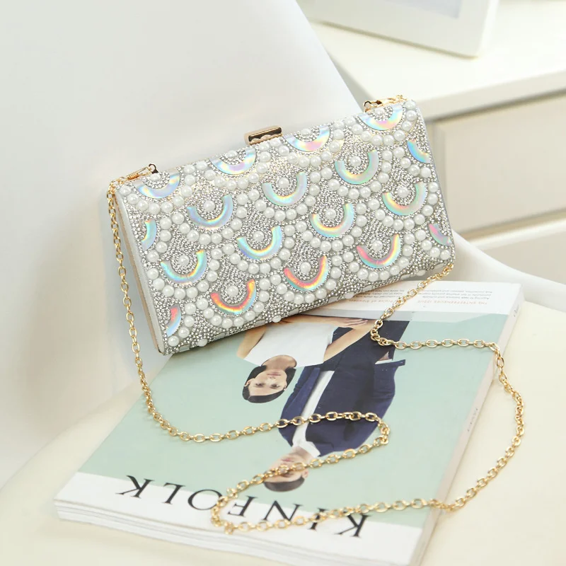 

New Women's Bag Diamond Inlaid Dinner Bag Rhinestone Banquet Grab Bag Single Shoulder Messenger Chain Bag