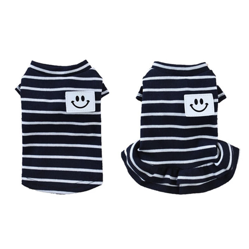 Летняя полосатая жилетка для питомцев щенков маленьких собак кошек хлопковая