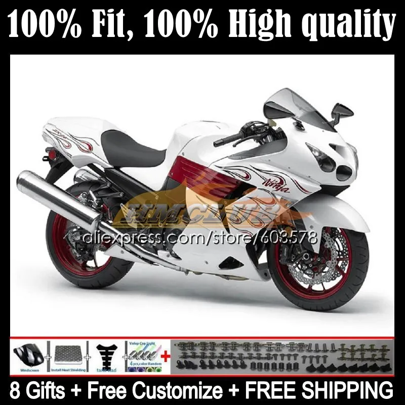 

OEM For KAWASAKI NINJA ZZR1400 ZX14R 12 13 14 15 16 17 80CL.86 ZX-14R ZX 14R 2012 2013 2014 2015 2016 2017 Fairing white red