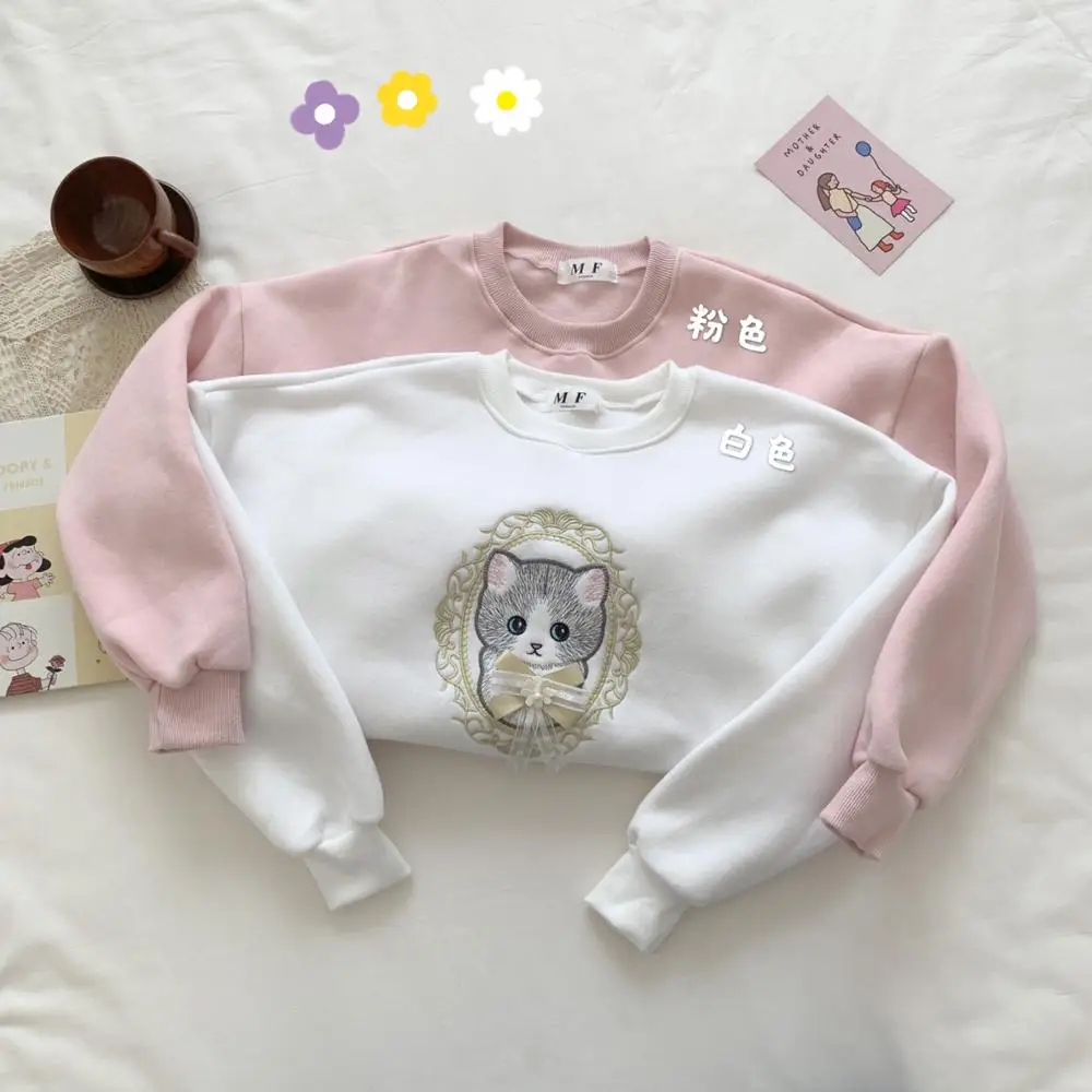 Толстовка Женская с длинным рукавом свитер вышивкой в японском стиле колледжа