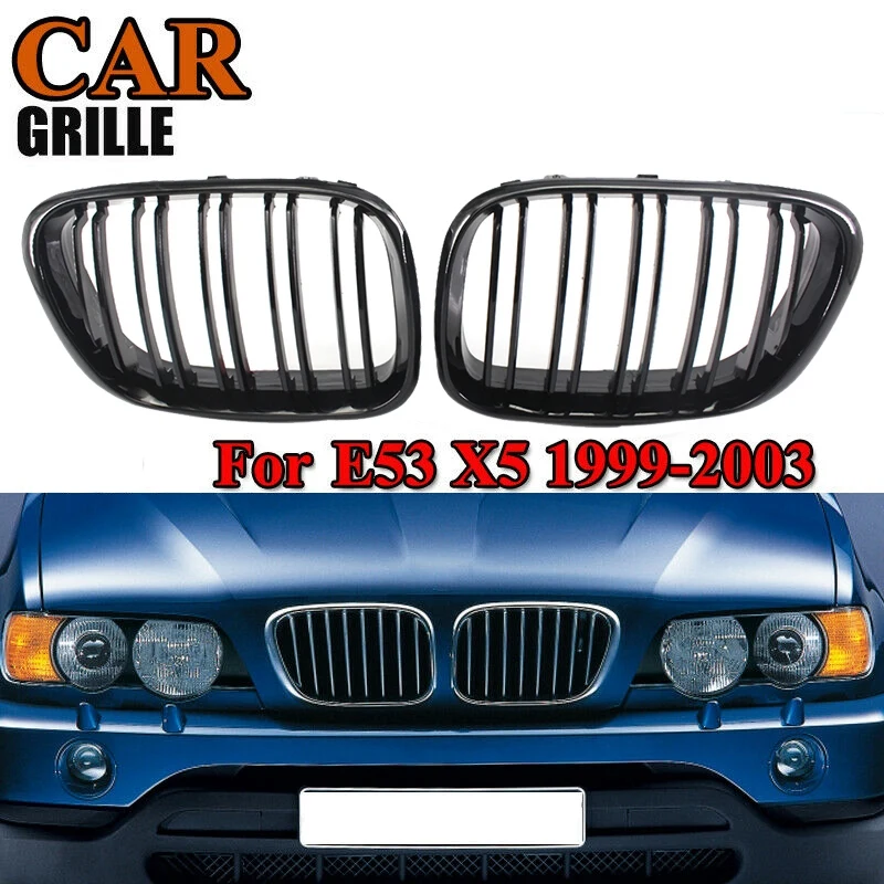 

Передняя решетка для гриля почек Замена для BMW X5 E53 1998-2003 двойная планка спортивный стиль глянцевый черный