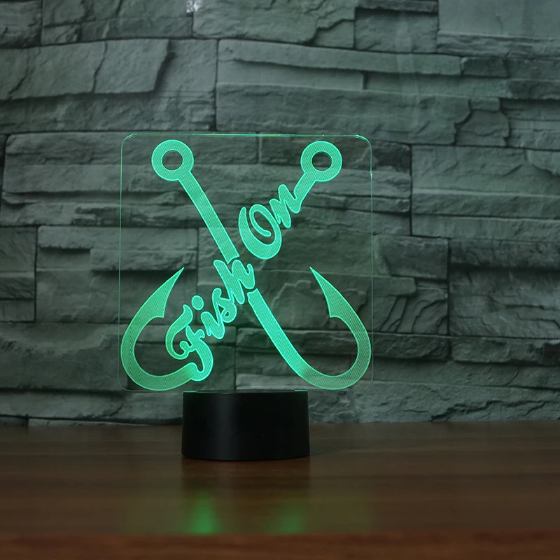 Рыболовный крючок 3D светодиодный RGB Ночной светильник 7 цветов Настольный экшн