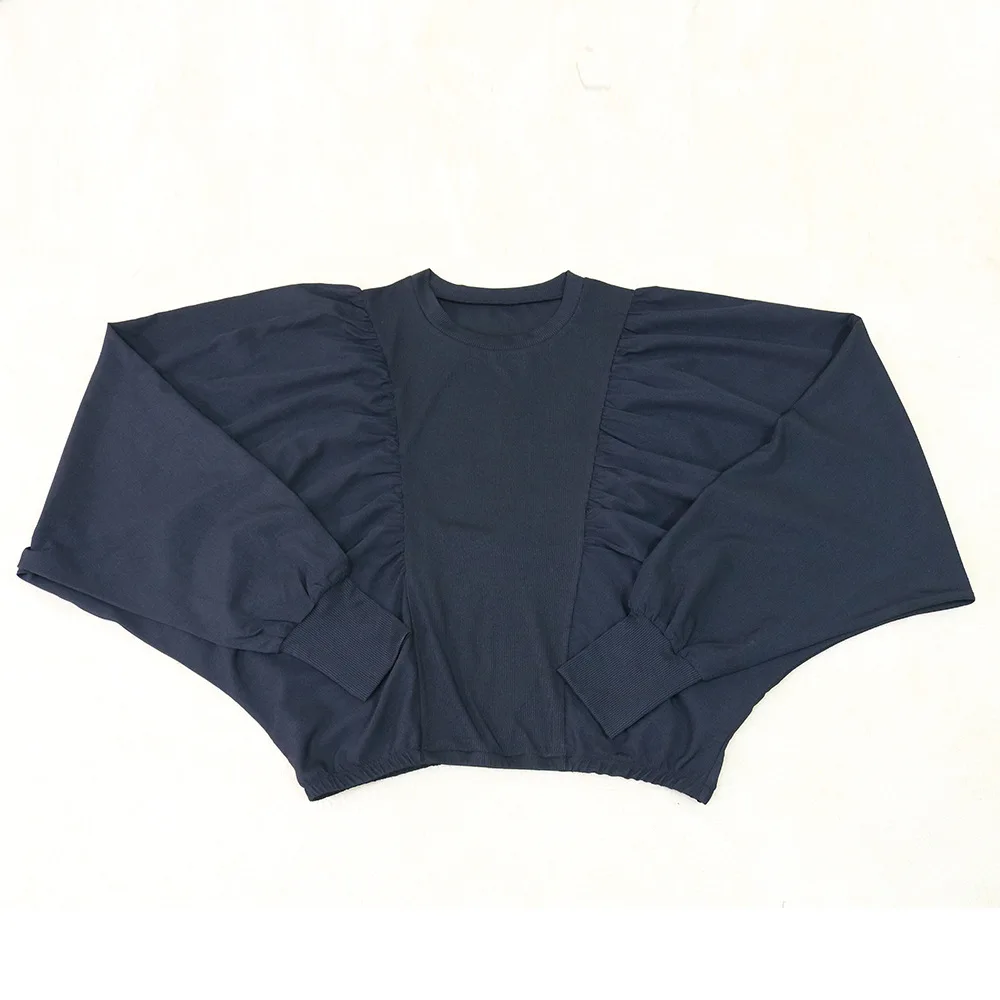 

Plus Size Women Solid Patchwork Ottoman Pullover Tops 2021 Spring Lady's O-neck Batwing Sleeve Fashion Tops Hot Selling