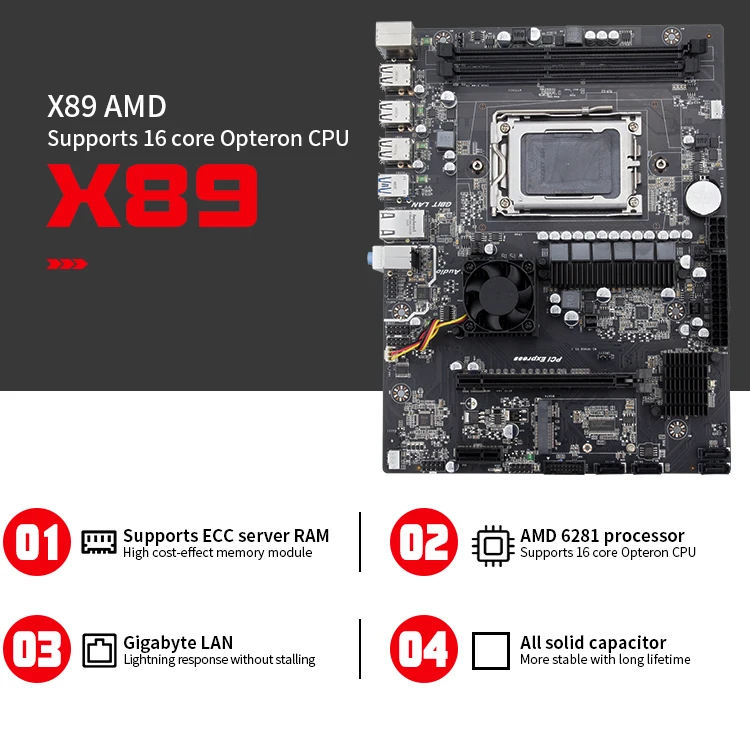 X89 AMD 970 чипсет материнской платы с двухканальным разъемом DDR3 SATA2 mSATA поддержка AMD G34 сокет процессора