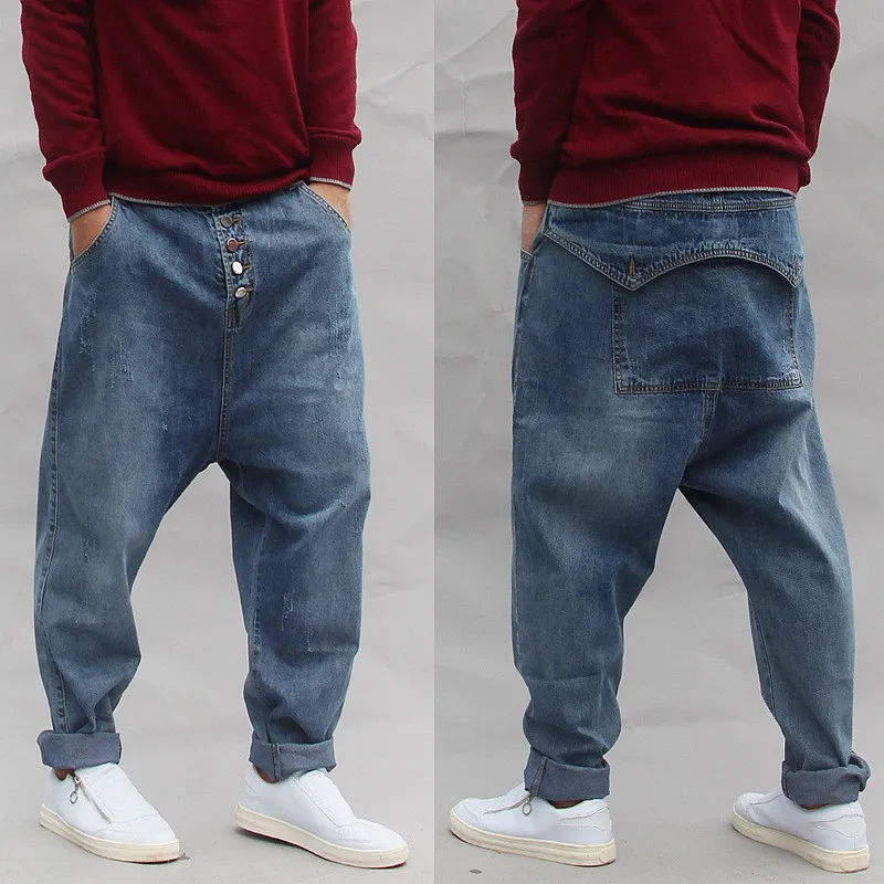 Джинсы мужские 2020 новые уличные трендовые брюки с низким вырезом на пуговицах