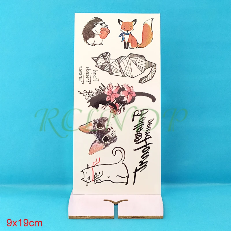 Водонепроницаемая временная татуировка в виде письма aminal кошка собака лиса Ежик