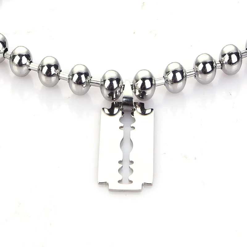 Ожерелье чокер из нержавеющей стали с лезвием металлический большой круглый