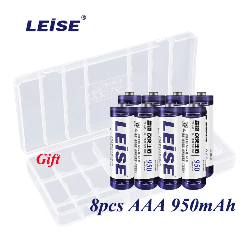 Leise 8 шт. AAA 950 мАч аккумуляторные батареи 1 2 В 3 А nimh с чехлом для домашнего