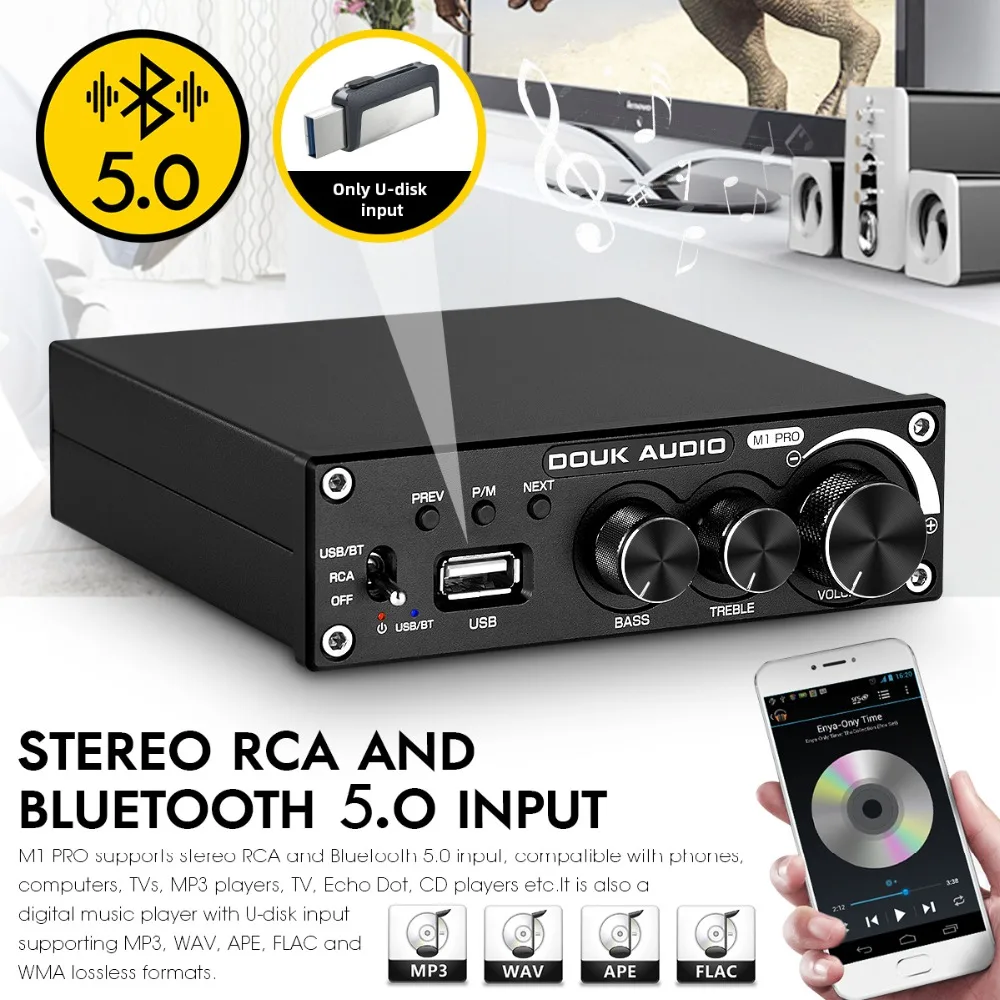 Nobsound Bluetooth 5,0 усилитель мощности 100 Вт/320 Вт стерео 2,0 канальный Сабвуфер Усилитель ВЧ бас Регулировка USB без потерь Музыкальный плеер