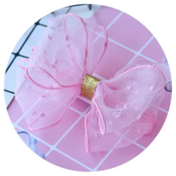 pink 10 шт./лот; модная прозрачная белая лента бант заколка для волос для девочек, для девочек для детей, с бантом для волос заколки для волос аксессуары Headress - Цвет: pink