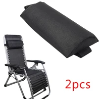 2pcs adjustable folding sling lounge chairs black head cushion pillow for outdoor sun lounger