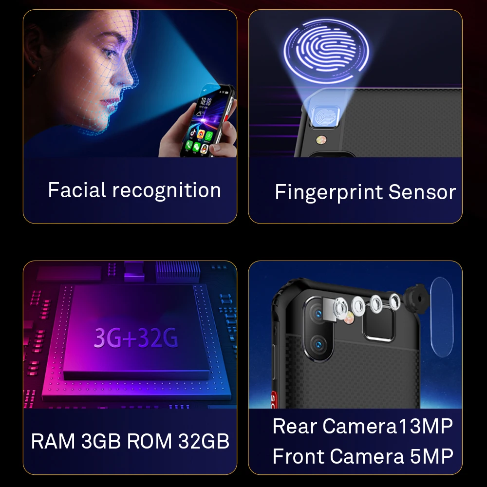 SERVO S10 Pro IP68 Waterproof mini Smartphone MTK6737 3GB 64GB NFC Walkie talkie Rugged Phone 13MP Fingerprint Face Recognition