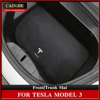 for tesla model 3 2021 car accessories flannel cushion front trunk mat cushion storage box dust protection pad interior