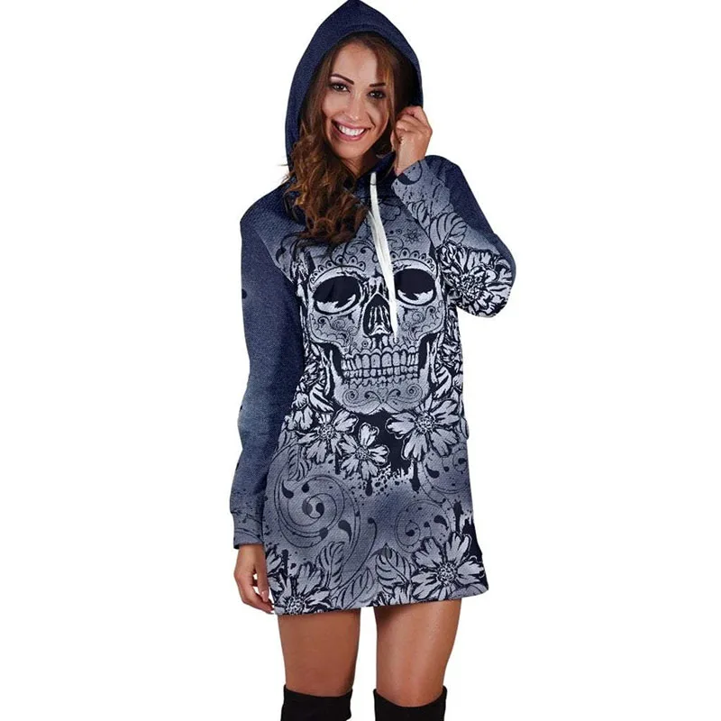 2019 с длинными рукавами худи пуловеры топы Большие европейские Размеры череп