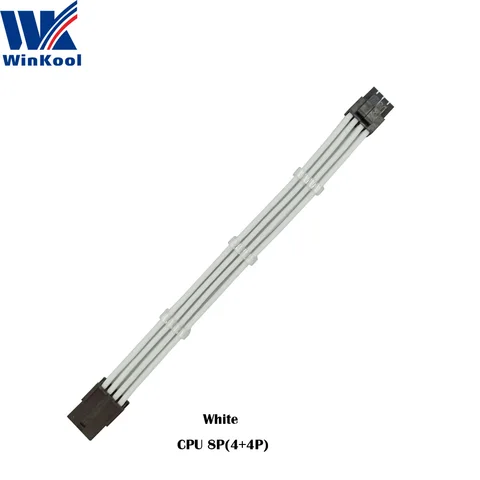 WinKool ATX EPS CPU 8pin Female to Male 4 + 4pin 18AWG PSU рукав удлинитель/кабель с белой черной оплеткой