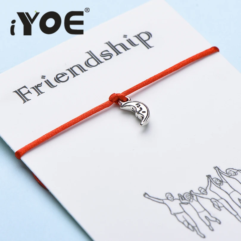 Женский/мужской браслет IYOE винтажный многоцветный Браслет с Луной надписью Wish Card