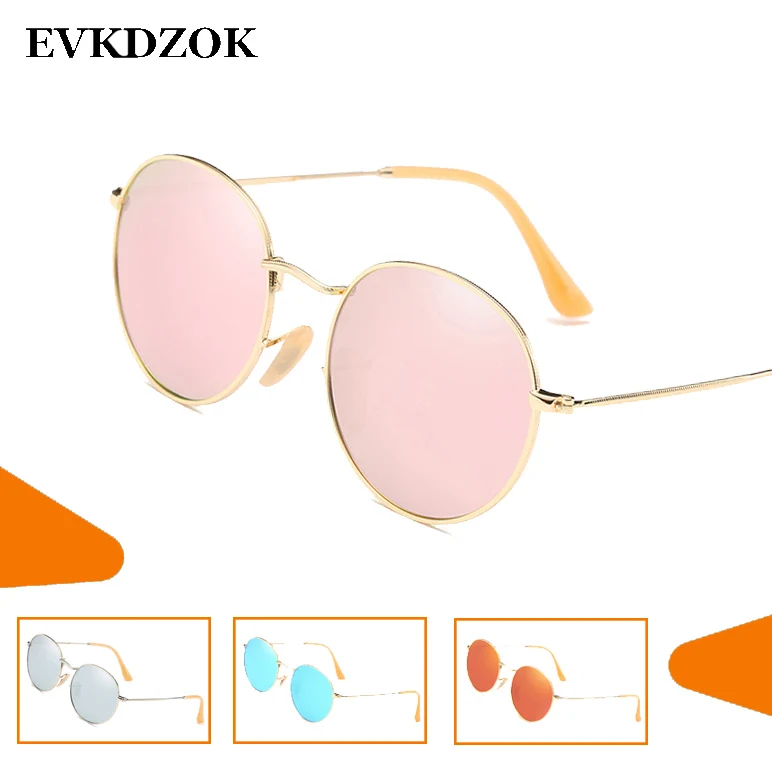 Ретро Круглые солнцезащитные очки большая оправа женские металлические панк