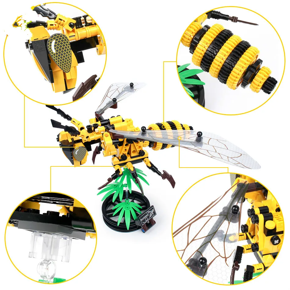 236 шт Имитация насекомых DIY пчела Оса строительные блоки маленького размера