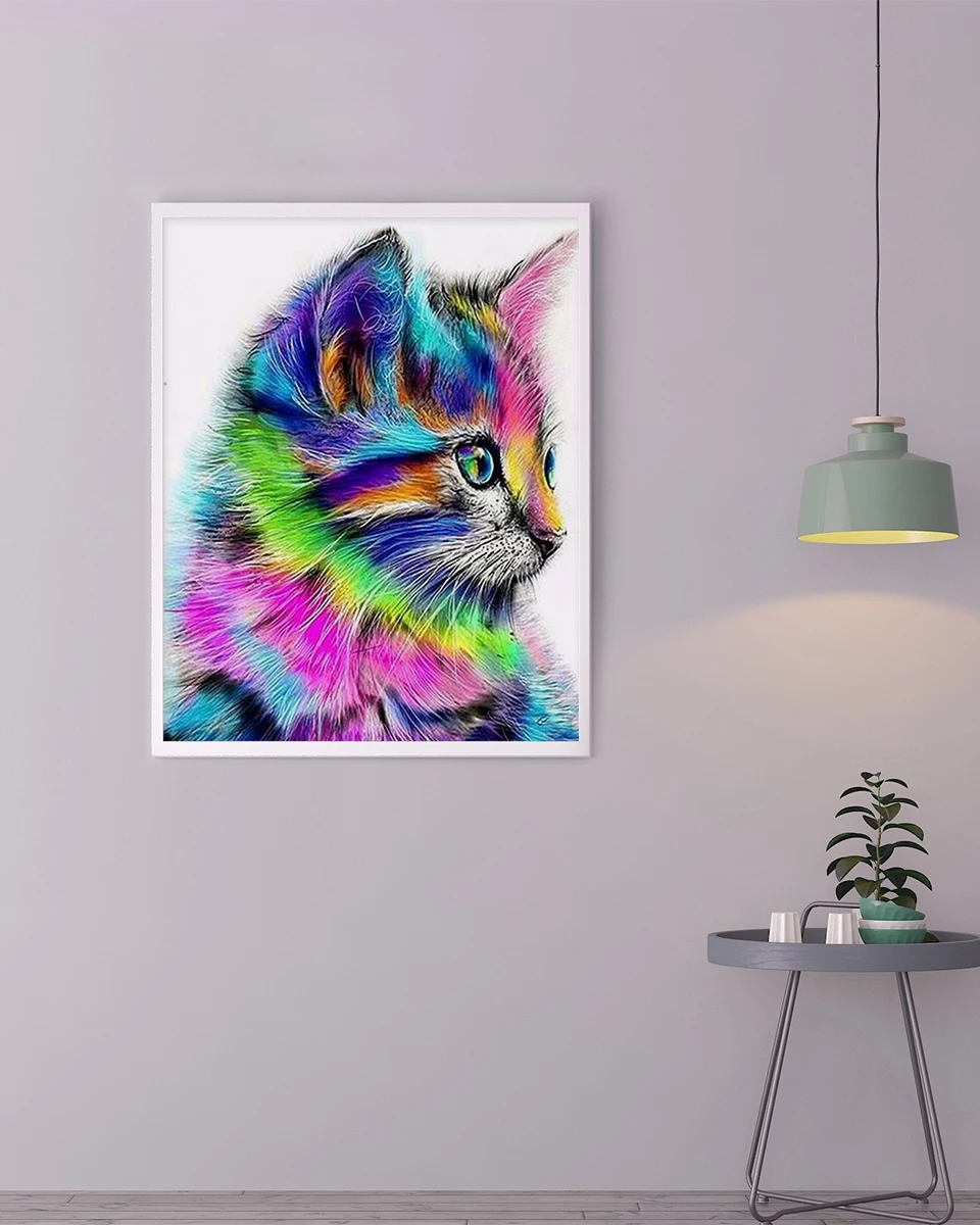 DIY Рамка Картина маслом по номерам абстрактное животное кошка современные картины настенное Искусство Ручная роспись рисунок на холсте для украшения дома