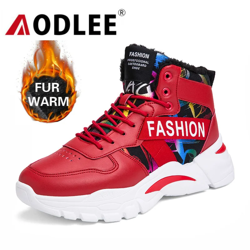 Зимняя мужская обувь с высоким берцем из плюша и меха теплые зимние кроссовки