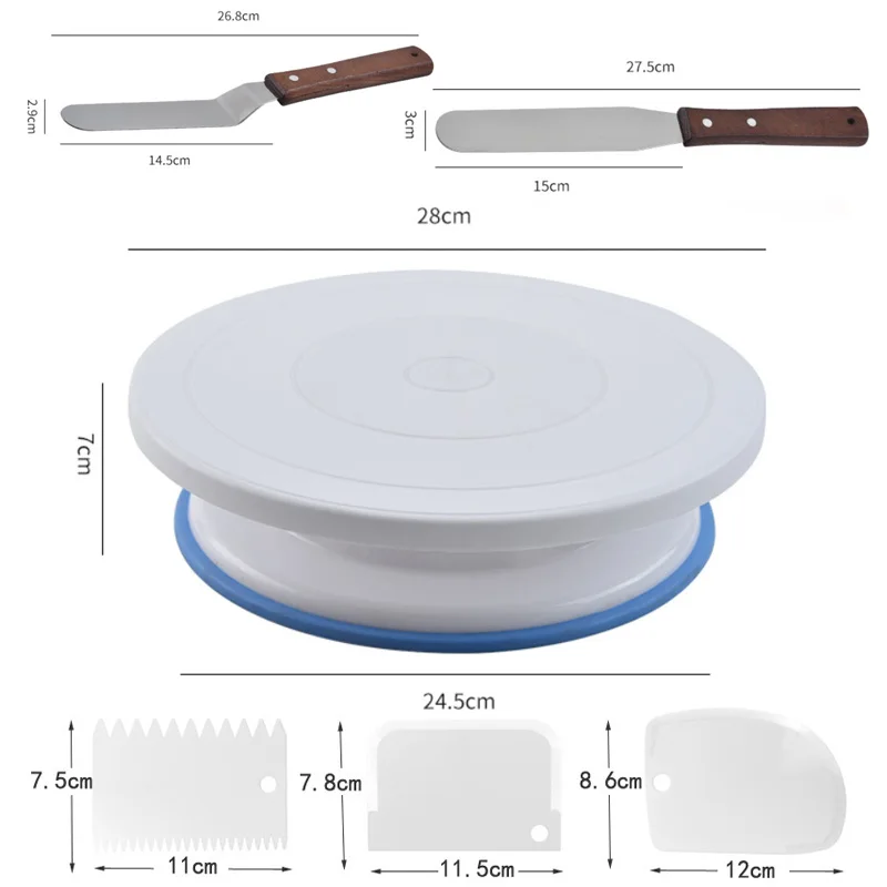 11 дюймов Вращающийся Поворотный Набор для торта пластиковый нож теста украшение