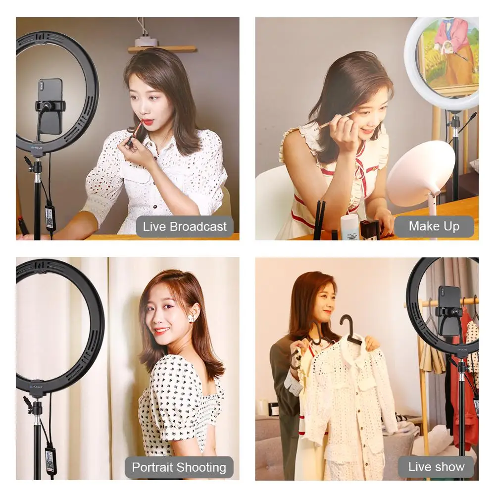 

PULUZ 11.8 30cm RGBW Dimmable LED Ring Light for Video Live Broadcast Selfie Photography LED Light with Remote Control Flashes