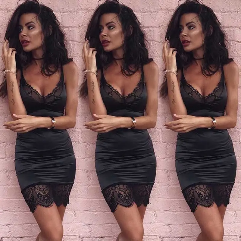 Сексуальные женские кружевные платья Hirigin на бретелях спагетти облегающее