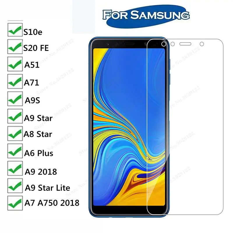 

Стекло для Samsung S10E S20FE S10 E S20 FE, Защитное стекло для Samsung A9 A8 Star A6Plus A7 A750 2018 A9S A51 A71, закаленное стекло