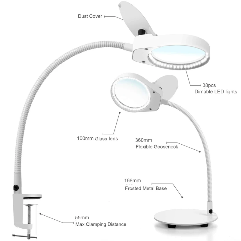 2 в 1 ультра яркий светодиодный затемнения увеличительная лампа & зажим 3X10X 8X15X