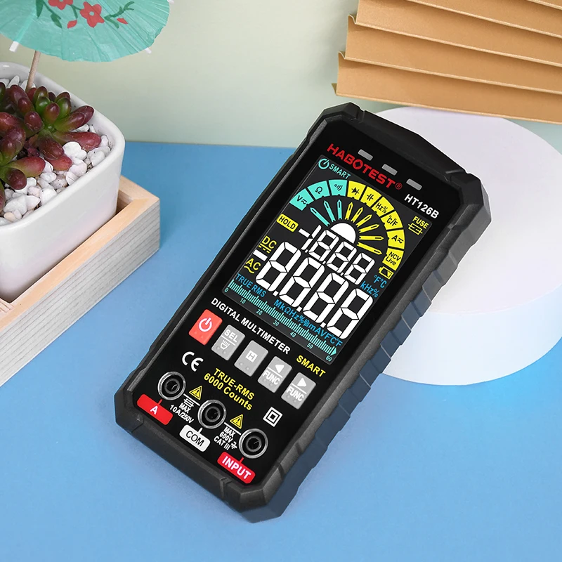 

HABOTEST HT126 Smart Multimeter Digital Professional AC DC Voltage Current Tester Ohm HZ Diode Live Continuity Electrician Meter