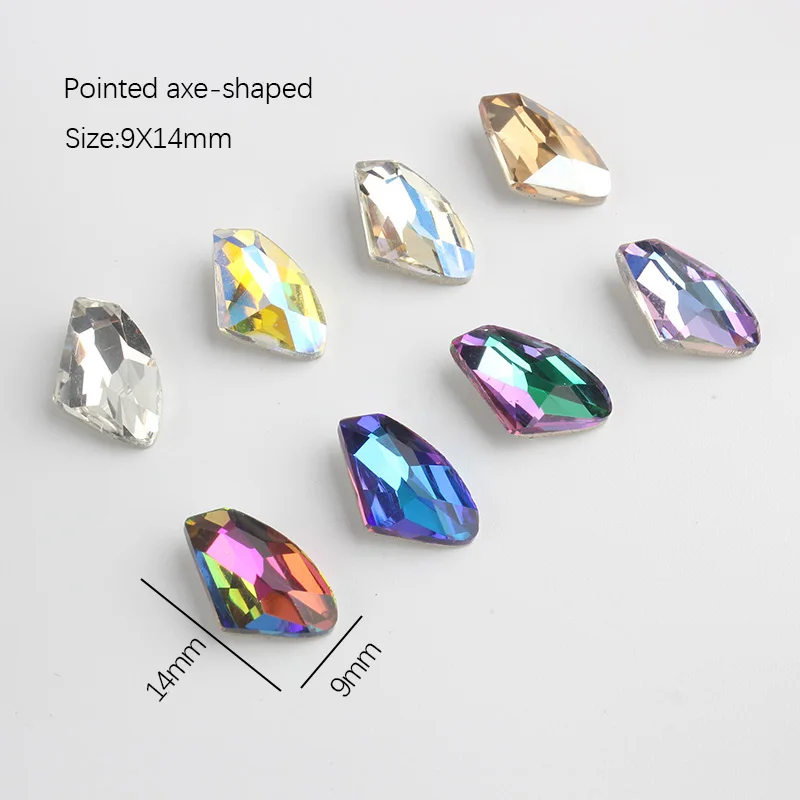 

20-50pcs 9x14mm Pointed Axe Shaped Nail Art Crystal Rhinestone Manicure Diamond Gem 3D Glitter Nail Art Decoration Beauty