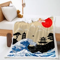 japanese ethnic style sherpa blanket 3d print exotic flowers thicken blanket happy napper throw blanket home weighted blanket