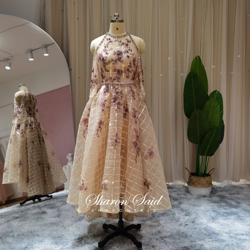 Блестящее вечернее платье цвета шампань Дубай с рукавами винтажные арабские