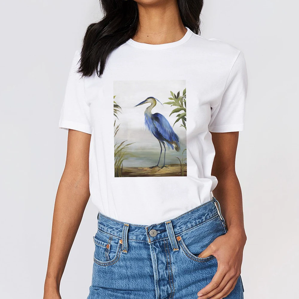 Футболка с рисунком Gruidae летние футболки базовая женская одежда бесплатная