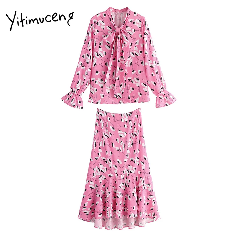 Yitimueng женские костюмы новый комплект из 2 предметов шифоновой юбки с оборками и