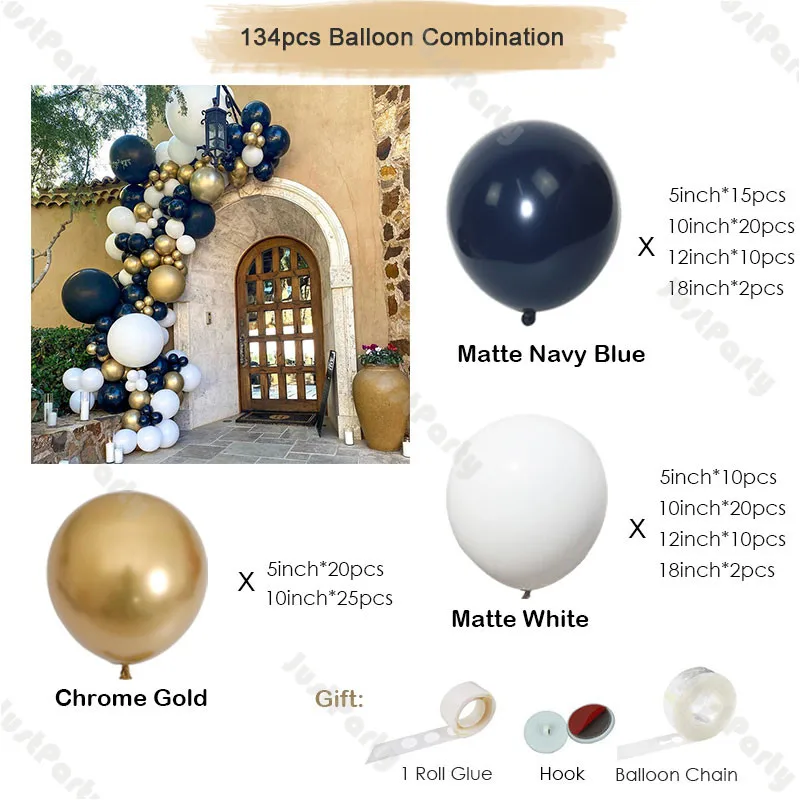 DIY Wedding Decoration Navy Blue Balloons Garland Arch Chrome Gold Confetti White Sage Green Party Balloon Gender Reveal Decor | Дом и сад