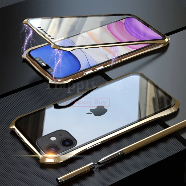 360 полный защитный чехол для телефона для iPhone 11 Pro Max чехол Магнитный чехол s для iPhone 11 Pro Max чехол металлический Bumber