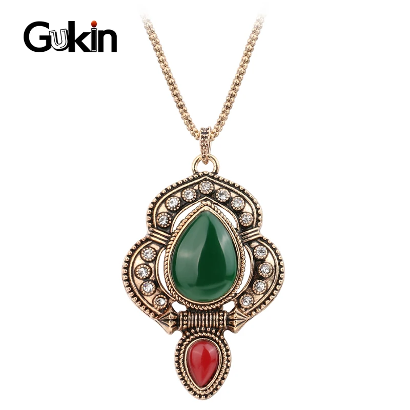 Женское Ожерелье в стиле бохо Gukin большое ожерелье с синей подвеской аксессуары