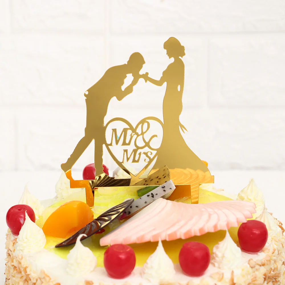 1 шт. акриловые черные золотые топперы для торта невесты жениха мистер миссис