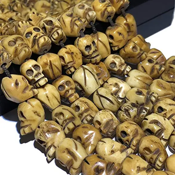 Редкая &quotВодная кость буйвола изысканное ремесло ручная работа 10 мм Череп центр