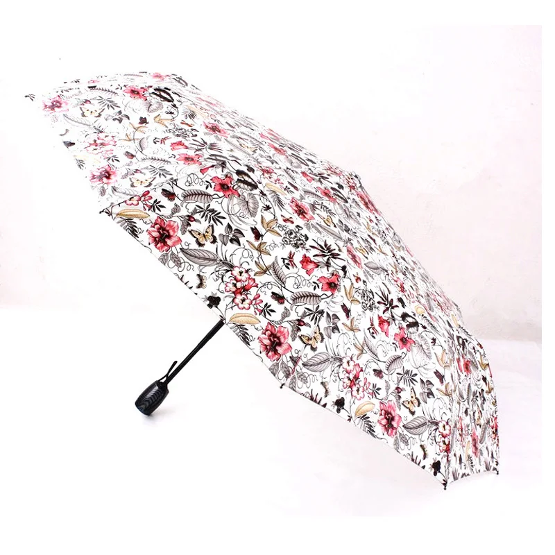 Креативный ретро-зонт с красивым рисунком женский ветрозащитный 3-складной
