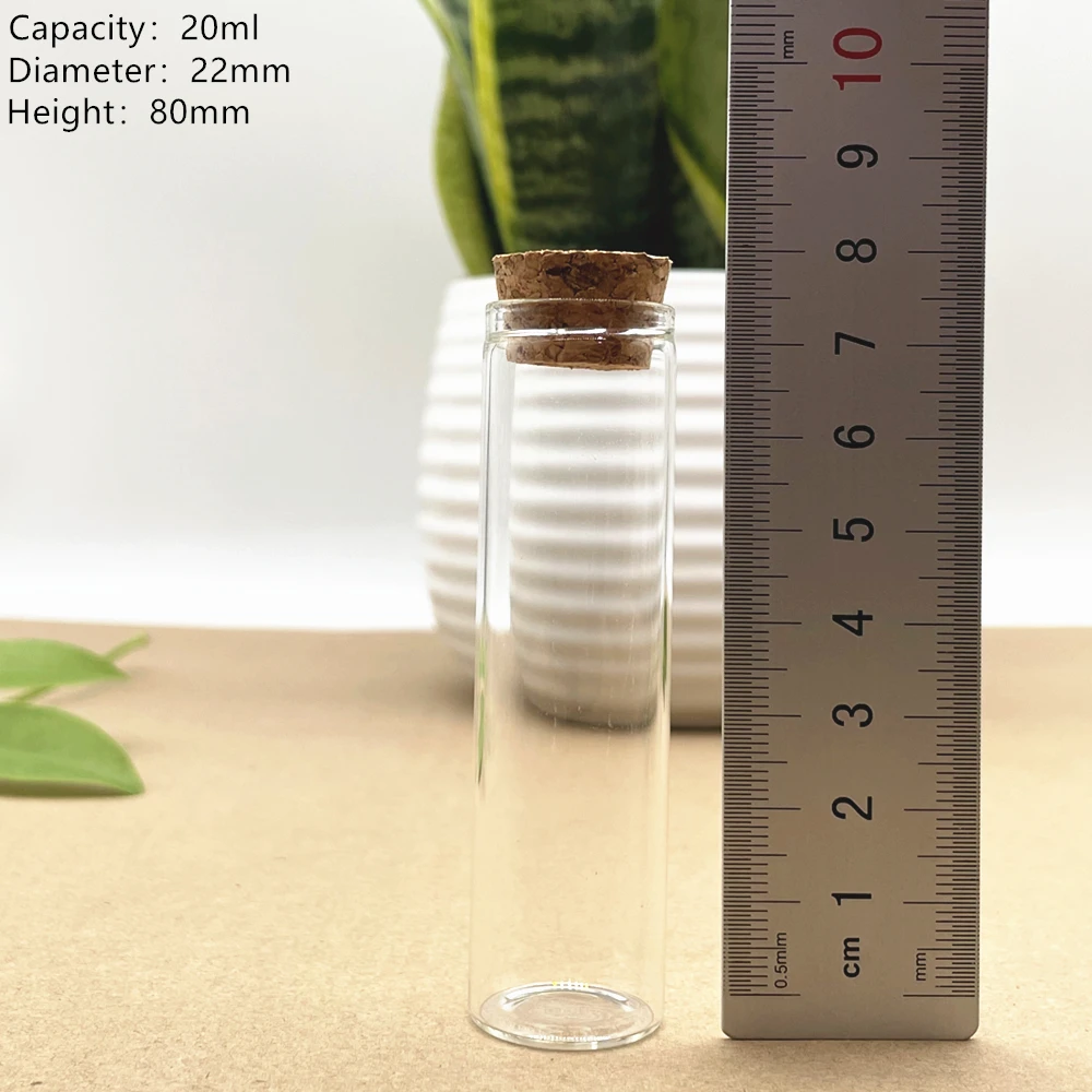 

24 pcs/lot Glass Bottle 22*80mm Cork Vial Test Tube Stopper Mini Spice Bottles Container Tiny DIY Jars Small glass Bottle