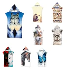 Пляжное полотенце с капюшоном и принтом из микрофибры для взрослых, быстросохнущее солнцезащитное пончо для бассейна, банное полотенце с плащом, банный Халат