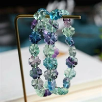 natural colorful fluorite crystal flower clear beads bracelet 12x12mm fluorite women men aaaaa