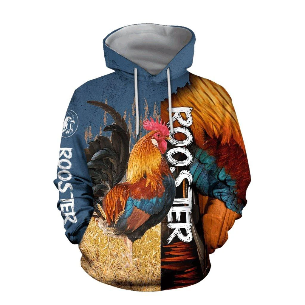 

CLOOCL Men Hoodies Rooster Farming Animal 3D Print Cock Hen Sweatshirt Women Long Sleeve Zipper Streetwear Casual Pullover Coat